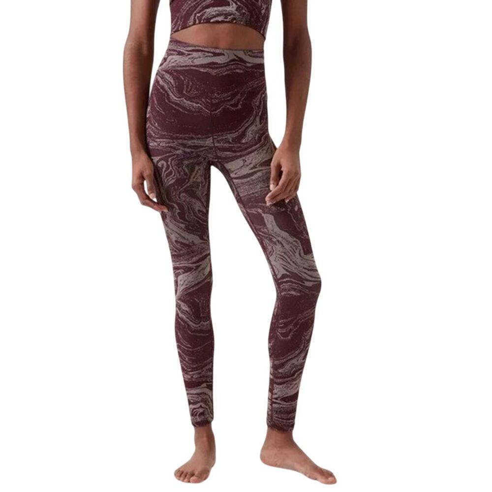 Athleta NWOT Aurora Shine Seamless Tight Leggings Maroon Silver Size XXS
